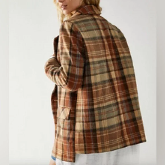 Free People Mari Plaid Blazer Jacket - Picture 5 of 16